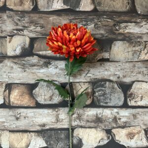 Zijden bloem chrysant rood/oranje