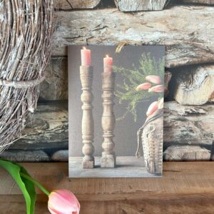 Deco bordje roze tulpen roze kaarsen