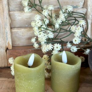 Stompkaarsen LED antiek groen Ø5x9cm