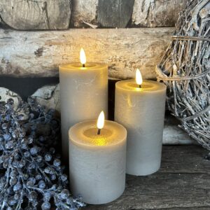 Stompkaars rustiek LED grijs Ø7,5x8cm