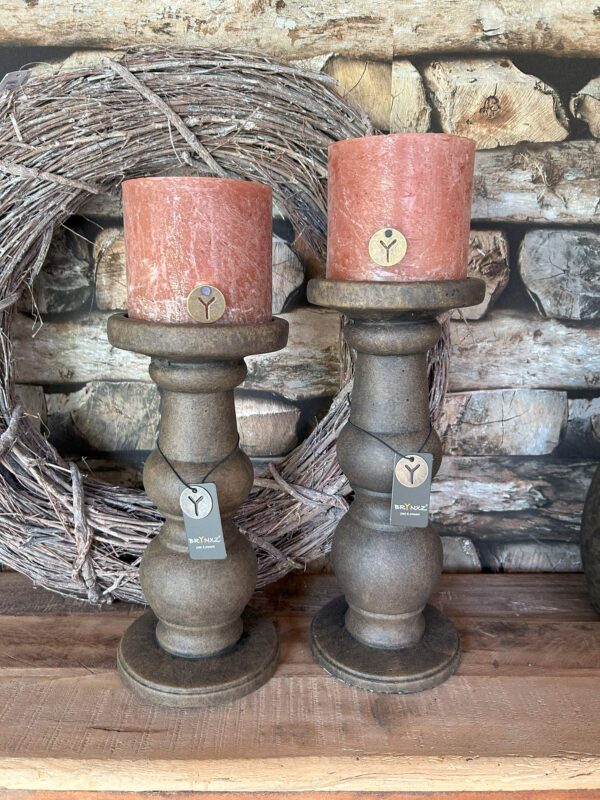 Candleholder Grandeur Majestic Brown Ø13xH30 - Bij ons at Home