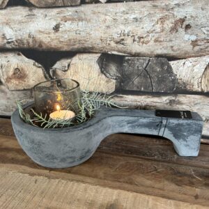 Tealightholder Scoop Stone Black 29x15x7