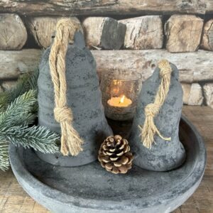 Set of 2 Bells with Rope Stone Black