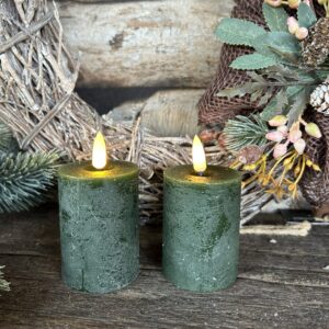Stompkaarsen LED donker groen Ø5x9cm