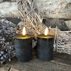 Stompkaarsen LED zwart Ø5x9cm