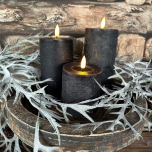 Stompkaars rustiek LED zwart Ø7,5x12,5cm