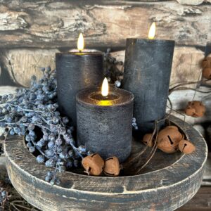 Stompkaars rustiek LED zwart Ø7,5x8cm