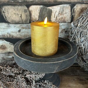 Stompkaars rustiek LED goud Ø10x10cm