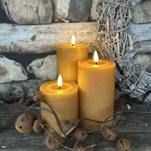 Stompkaars rustiek LED amber Ø7,5x15cm