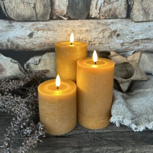 Stompkaars rustiek LED amber Ø7,5x12,5cm
