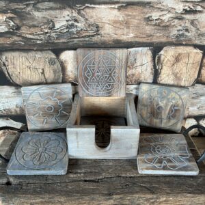 Set 6 houten onderzetters l. grijs