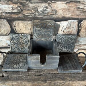 Set 6 houten onderzetters d. grijs