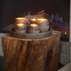 Amazing Set of 5 Tealightcups on Plate Majestic Brown