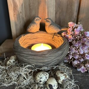 Two birds on a Nest Majestic Brown Ø16xH14