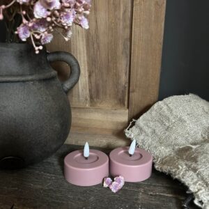 Maxi waxinelichten LED roze Ø6,7x5,5cm