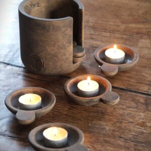 Set of 6 Cups in Holder Majestic Brown