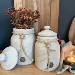 Pot and Top with Rope Majestic Taupe Ø13xH21