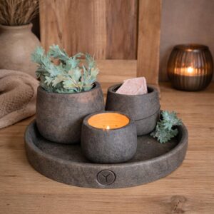 Set with Plate and 3 Cups Majestic Brown