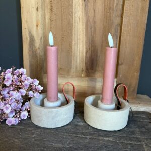 Dinnercandleholder Leather Rope Majestic Taupe