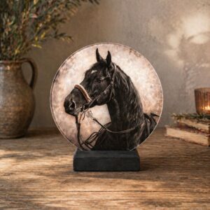 Glasplaat met houder Paard