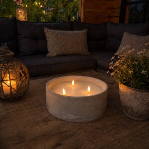 LED Outdoor Kaars in Cementen Pot – Grijs (3 lonten)