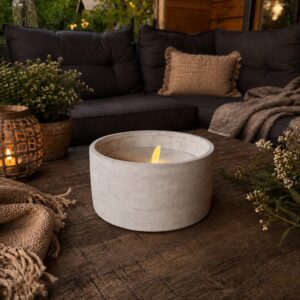 LED Kaars in pot Lyonie M grijs