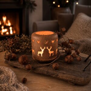 Windlicht Hertjes Roest – Ø10,5xH12cm