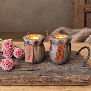 Bagsac Candlecup with Rope Majestic Brown Ø8xH10