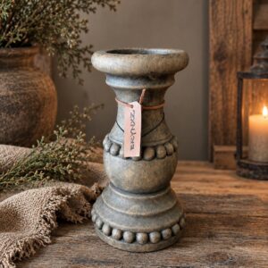 Candleholder Relief Majestic Brown Ø13xH23CM