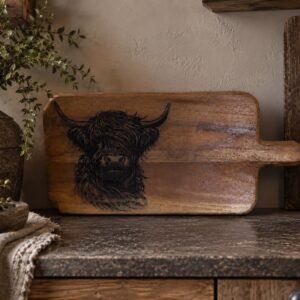 Houten plank met Schotse Hooglander #1